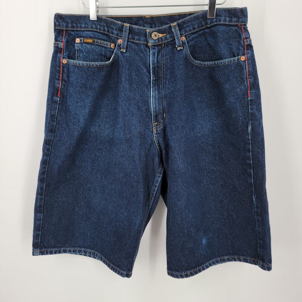 Polo Ralph Lauren Jeans Banner Denim Shorts Mens 34 Blue Dark Wash Vintage